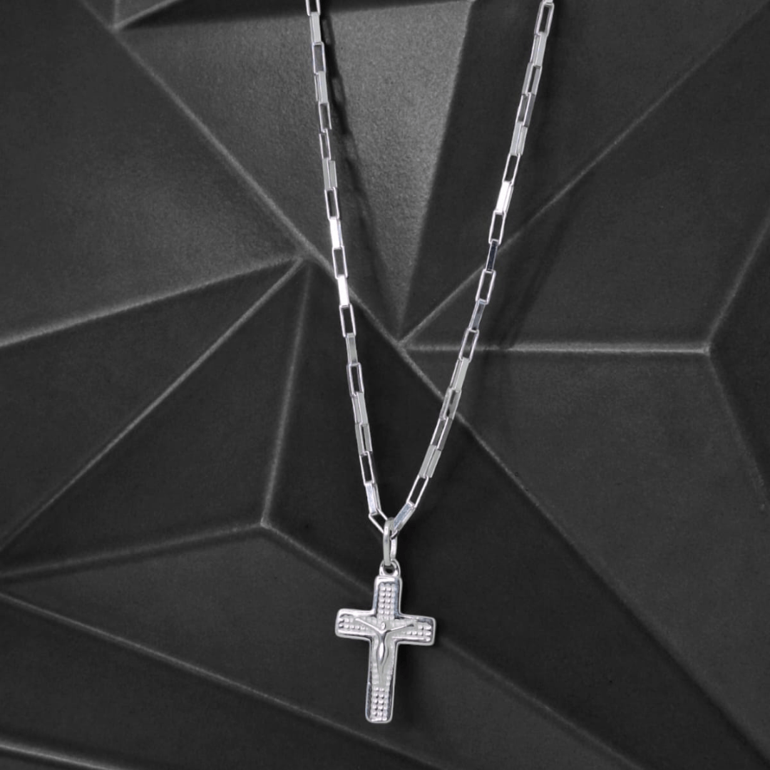 COLAR MASCULINO PRATA 925 COM CRUCIFIXO 