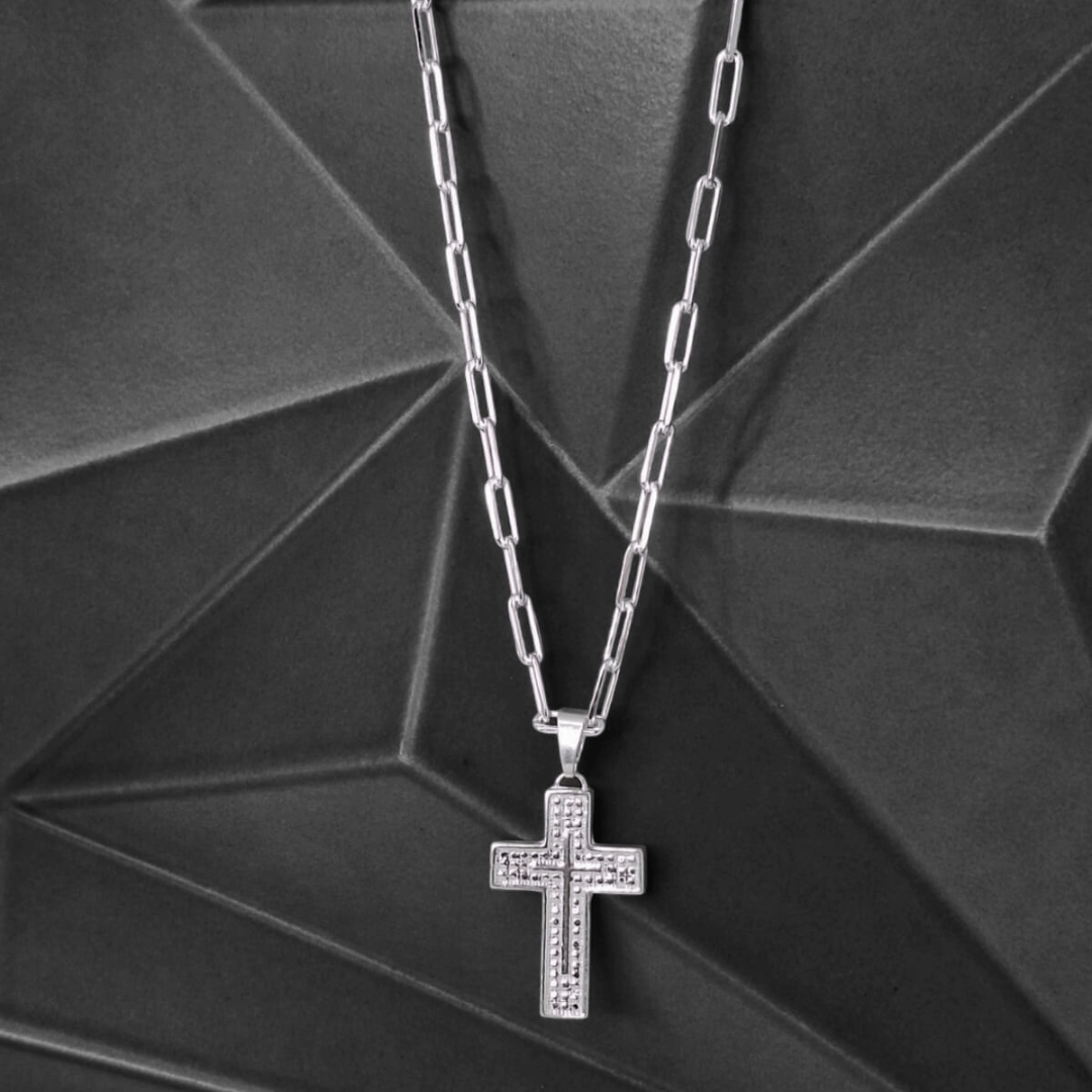 COLAR MASCULINO PRATA 925 COM CRUZ
